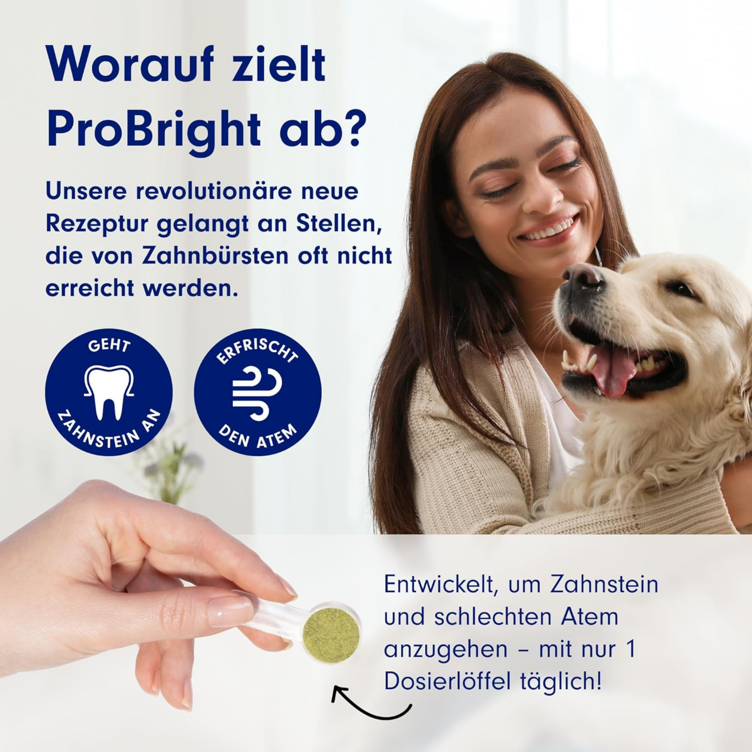 ProBright® - leckeres tägliches Zahnpulver für Hunde gegen Zahnstein & schlechten Atem