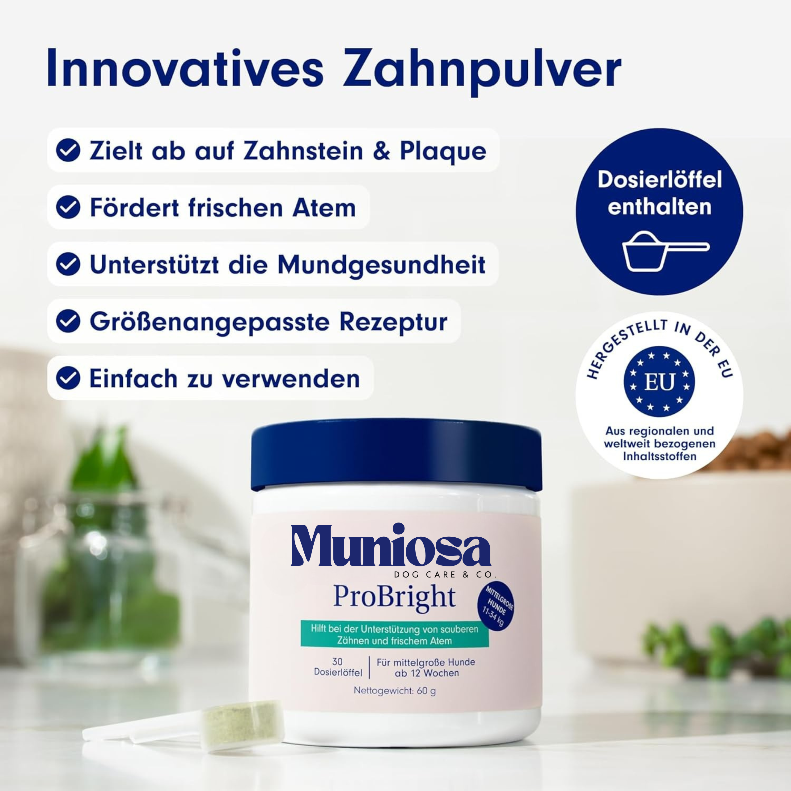 ProBright® - leckeres tägliches Zahnpulver für Hunde gegen Zahnstein & schlechten Atem